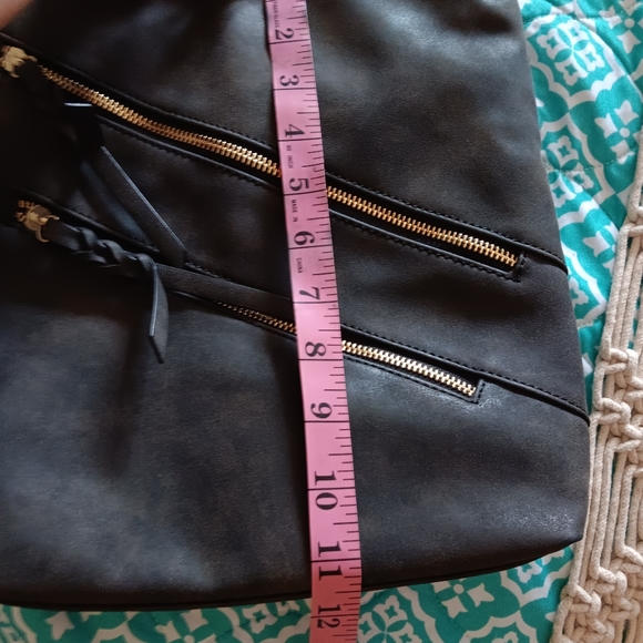 Apt. 9~Charcoal Gray Crossbody & Shoulder Braided Strap Zippered Pockets Purse - Picture 5 of 13